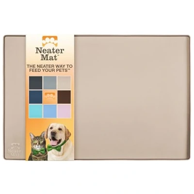 Image of Neater Pet Brands Mat Waterproof Silicone Bowls Protect Floors from Food &amp; Water (32&quot; x 24&quot; Silicone, Cappuccino)