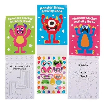 Image of Baker Ross FX592 Monster Sticker Activity Books Pack of 8, Entertaining Halloween for Kids