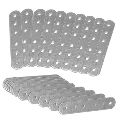 Image of OMIdeas 20 x Connecting Plates (100 16 1.5) Straight Repair Joining Fixing Mending Flat Bracket Brace Shelf Support Metal Galvanised Connector