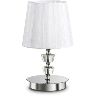 Image of Pegaso 1 Light Large Table Lamp Chrome, White, Crystal with Organza Shade, E14