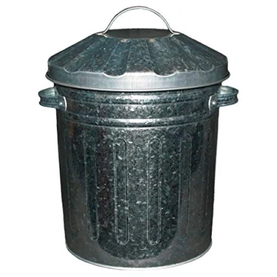 Image of Muddy Hands 15 Litre Small Metal Bin with Lid Recycling Rubbish Waste Paper Dustbin (Galvanised)