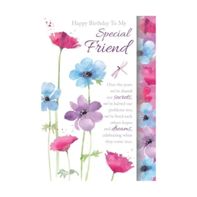 Image of Happy Birthday to My Special Friend Card Flowers 8.5 x 6 Inches Words and Wishes