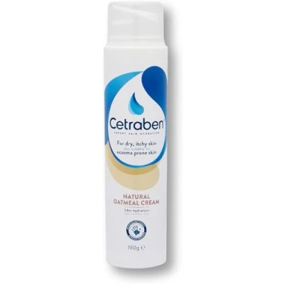 Image of Cetraben Natural Oatmeal Cream, For Dry, Itchy, Sensitive &amp; Eczema Prone Skin, Provides 24 Hour Hydration, Soothing, Lightweight and Quick Drying, Daily use on the Body Face, 1 x 190g