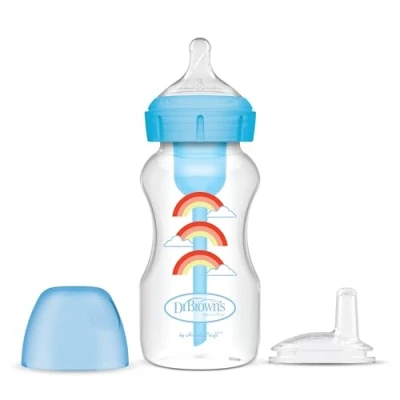 Image of Dr. Brown’s Options+ Sippy Bottle Starter Kit, Wide Neck, 9 oz/270 ml Blue Rainbow