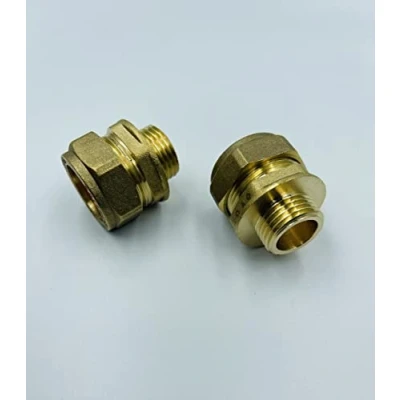 Image of UKDeals Direct 22mm Compression by 1/2&#039;&#039; BSP Brass Male Iron Coupler (Pair), 3x3x3cm