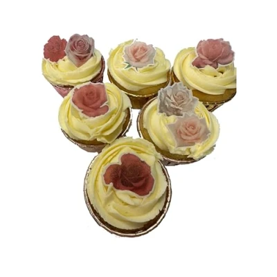 Image of 30 Pre cut Mixed Pink Roses Flower Edible Wafer Paper Cake Toppers Decorations PRECUT