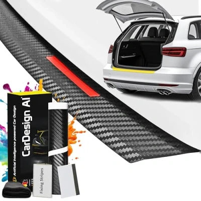 Image of Boot Sill Protector suitable for Audi Q3 8U 2011 2018 &amp; RS (5 Door, SUV): Car Rear Bumper Paint Protection Film and Anti Scratch Set Offroad, Dog, Loading (Carbon Red)