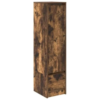 Image of vidaXL Highboard Smoked Oak 29.5x34x119.5 cm Stylish Sideboard/Cabinet with 1 Door, Drawer &amp; 2 Shelves Engineered Wood for Living Room/Bedroom