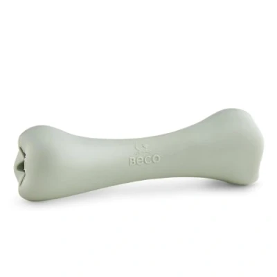 Image of Beco Dog Toy Natural Rubber Chew Bone with Treat Hole Green