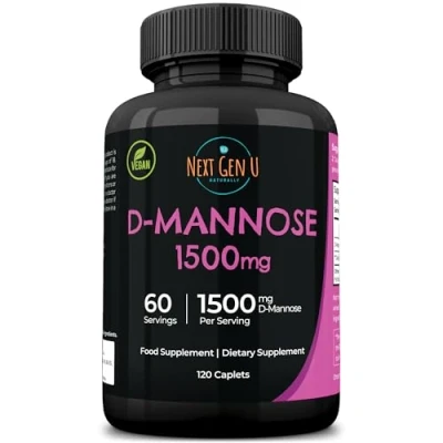 Image of D Mannose 1500 mg Health Food Supplement 120 Vegan Caplets Helps Support a Healthy Urinary Tract &amp; Bladder