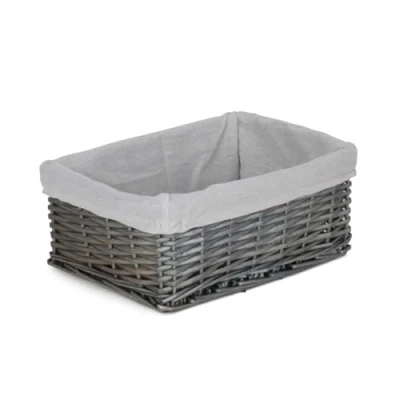 Image of Red Hamper ST071W/1 Wicker Small Antique Wash Storage Basket with White Lining