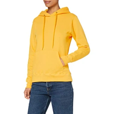 Image of Fruit of the Loom Women&#039;s Pull over Classic Hooded Sweatshirt Clasic, Yellow (Sunflower Yellow), M UK