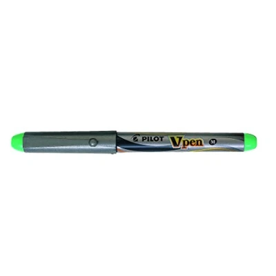 Image of Pilot VPen Disposable Fountain Pen Silver Barrel 0.58 mm Tip Green, Single
