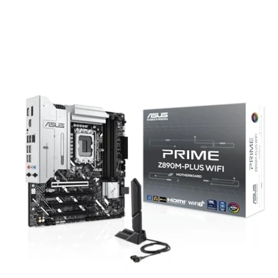 Image of ASUS Intel PRIME Z890M PLUS WIFI, mATX Motherboard, 10+1+2+1 Power Phases, PCIe 5.0, Next Generation GPU, 20Gbps USB C Port, 3 M.2 Slots, Wi Fi 7, Q Antenna
