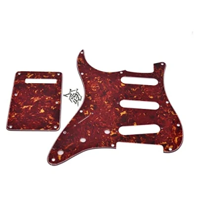 Image of Dopro Lefty ST Strat SSS Pickguard Left Handed Tremolo Trem Cover Back Plate for USA/Mexican FD Vintage Tortoise