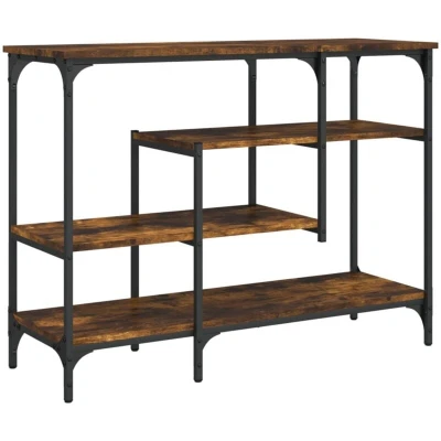 Image of vidaXL Console Table with Metal Frame Engineered Wood Hallway Storage in Smoked Oak Finish