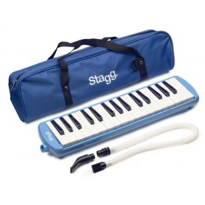 Image of Stagg Melodica 32 Keys, Pianica, 2 Mouthpieces Included with Carry Bag, Blue