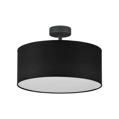 Image of Rondo Semi Flush 40cm Cylindrical Ceiling Light Black 4xE27