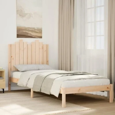 Image of vidaXL Extra Long Single Bed Frame Solid Pine Wood, 100x210 cm, Slatted Base, Headboard, Storage Space