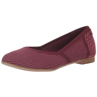 Image of TOMS Women&#039;s Jutti Neat Ballet Flat, Deep Burgundy Repreve Knit, 4 UK