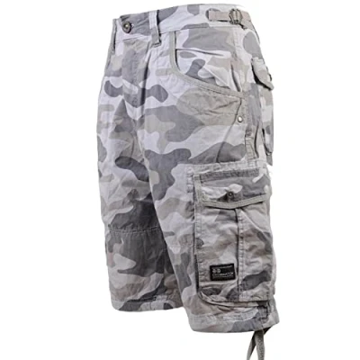 Image of Crosshatch New Mens Army Camouflage Knee Length Combat Cargo Jeans Holiday Summer Shorts by Jeanbase Charcoal Camo 30