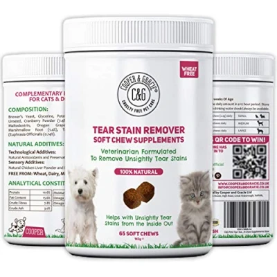 Image of Tear Stain Remover Supplement 65 Soft Chews Removes Stains Stimulates Immune System Antioxidants Resist Allergens Veterinarian Formulated
