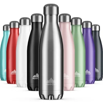 Image of Mont Clair Stainless Steel Water Bottle, Vacuum Insulated + BPA Free, 12h Hot &amp; 24h Cold Drinks Metal Bottle 750ml Leakproof, Ideal for Adult, Kids, Running Silver