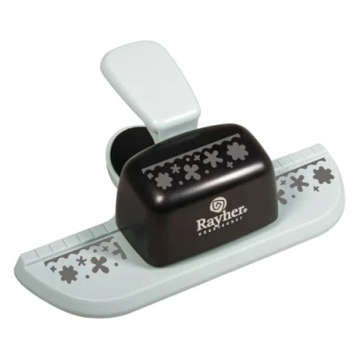 Image of RAYHER Border Puncher Flowers, Suitable for Cardboard up to 200g/m², Black &amp; White, 22 x 15.5 6.5 cm