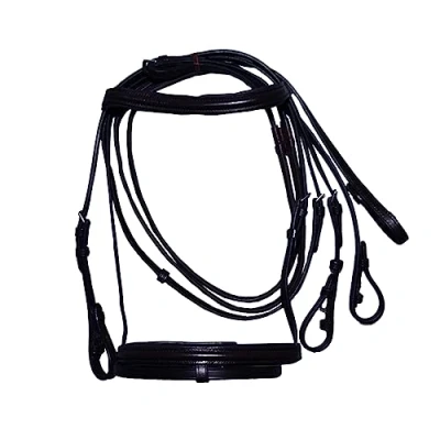 Image of Hy Padded Flash Bridle With Rubber Grip Reins Black 5/8&quot; Extra Full