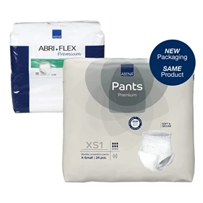 Image of Abena Pants Premium Pull Up Incontinence Pants, Eco Labelled for Men and Women, Discreet, Protective, Breathable, Comfortable XS 1, 45 70cm Waist, 24PK