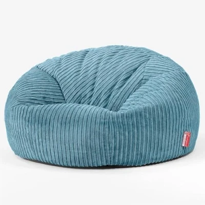 Image of Lounge Pug Classic Large Bean Bag Sofa, Aegean Blue Jumbo Cord, Snuggle Seat Chair Corduroy Living Room