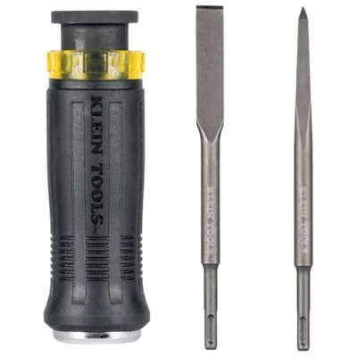 Image of Klein Tools 32753SD SDS Demolition Screwdriver, Flat Chisel and Bull Point Tips, Use with Rotary Hammer Drills Handheld Pry Bars, 3 Piece