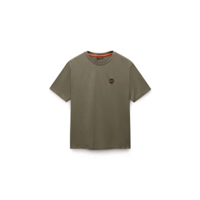 Image of Napapijri Badge Basic Tshirt, Men&#039;s, Size: XL, Tea leaf