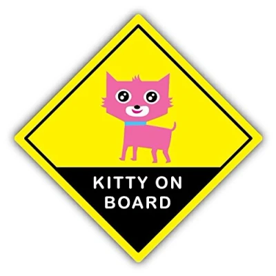 Image of Postwalldecor Kitty On Board Funny Warning Sign Car Bumper Sticker Decal 12 x cm