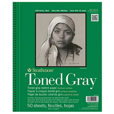 Image of Strathmore toned Sketch Spiral Paper Pad 5.5 inch x 8.5 inch,Gray