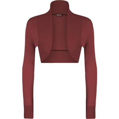 Image of WearAll Ladies Shrug Long Sleeved Bolero Top Womens Wine 8/10