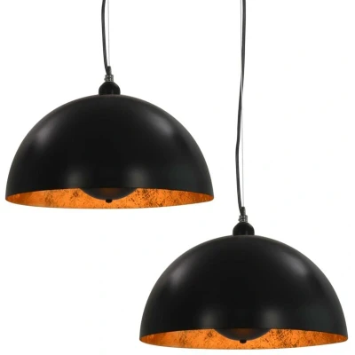 Image of vidaXL Ceiling Lamps 2 pcs Black and Gold Semi spherical 40 cm E27