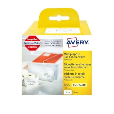 Image of Avery Zweckform Dymo LabelWriter Compatible with 0722440 White 320 Items 70 x 54 mm AS0722440