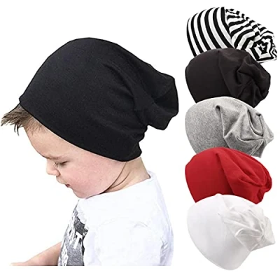 Image of DRESHOW 5 Pack Unisex Baby Hats for Kids Cotton Skull Caps Soft Cute Knit Cap Toddler Beanie 6 60 Months