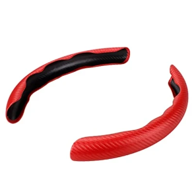 Image of MUGE RACING Carbon Fiber Steering Wheel Cover，Universal Anti Skid Car Covers for Most Cars, 2Pcs, Red
