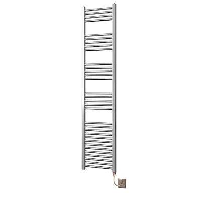 Image of Extra High Heat Output Chrome Electric Flat Towel Rail 400 x 1800mm Bathroom Radiator Heater Up to 26% More