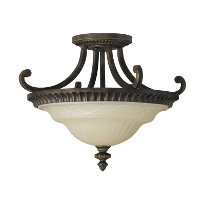 Image of Drawing Room 2 Light Ceiling Semi Flush Walnut, E27