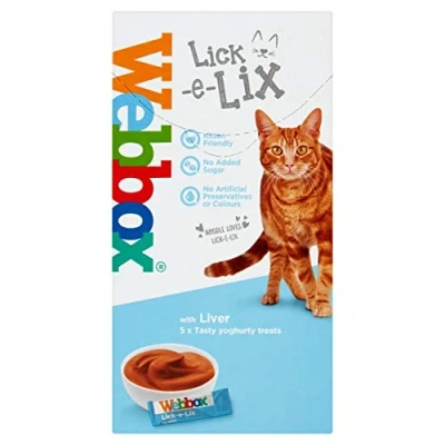 Image of Webbox Lick e Lix Cream Liver Sachets Cat Treat 5 x 10g (Pack of 2)