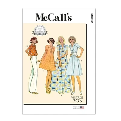 Image of MCCALLS Sewing Pattern M8492H5 Misses&#039; Dress or Top H5 (6 8 10 12 14)