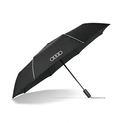 Image of Audi 3122200400 Pocket Umbrella Black with Rings Logo, black, Modern