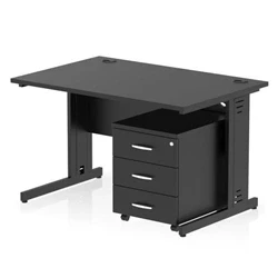 Image of Impulse 1200x800 Desk Black/Black Cable Managed Leg 3 Dr Mobile Ped