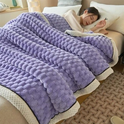 Image of IPUDIS Weighted blanket，weighted blankets adult Large Fleece Blanket Throws for adults Sofas Soft Warm Throw Over Sofa Bed (Color : Purple, Size 120 * 200cm)
