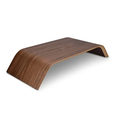 Image of kalibri Computer Monitor Wood Stand Universal Desk Holder Desktop Dock Wooden Mount Display Riser for iMac PC TV Notebook Laptop Walnut