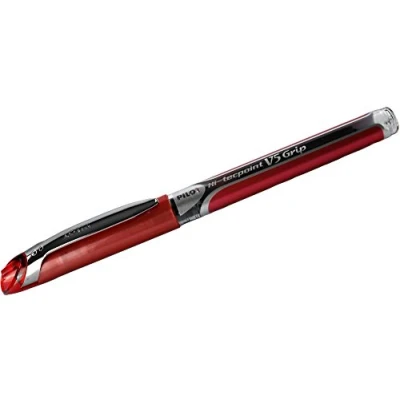 Image of Pilot V5 Rollerball Pen Rubber Grip Needle Point 0.5mm Tip 0.3mm Line Red Ref BXGPNV502 [Pack 12]