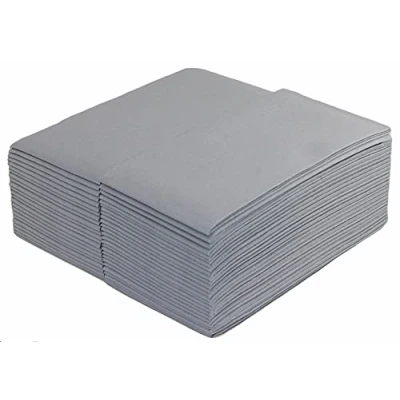 Image of Grey Disposable Napkins 40cm 8 Fold Linen Feel Luxury Airlaid Paper Pack of 50